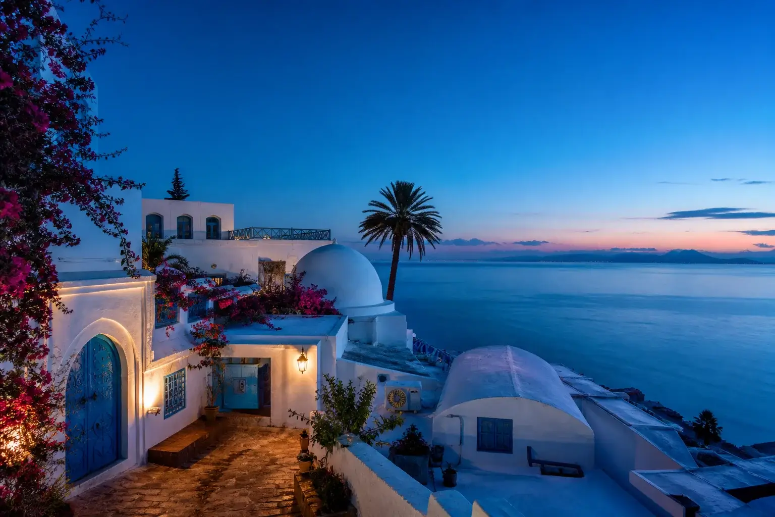White houses and blue doors of Sidi Bou Said.