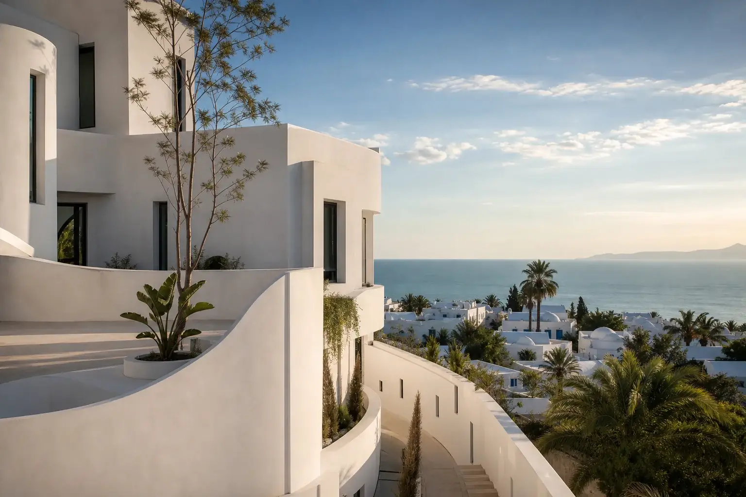 New Tunisian architecture facing the sea.